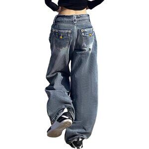 Baggy Wide Leg Jeans Women Plus Size Y2K Vintage Casual Denim Pants